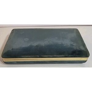 Vintage MELE Blue Velvet Travel Clamshell Jewelry Box Earring Case Lined